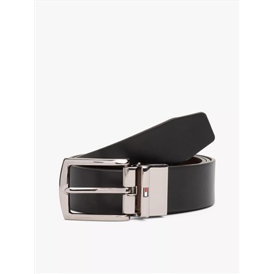 Reversible Flag Logo Loop Leather Belt