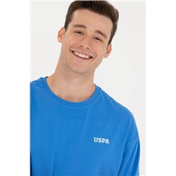 Erkek Saks Oversize Bisiklet Yaka Tişört
