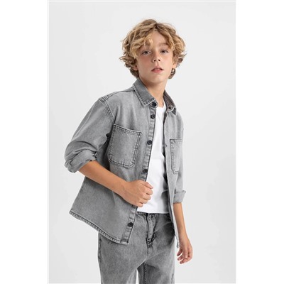 Defacto Erkek Çocuk Oversize Fit Jean Uzun Kollu Gömlek A3784A823WN