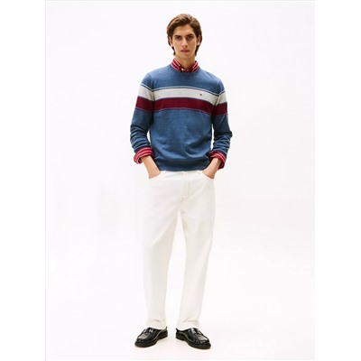 Block-Stripe Crewneck Sweater