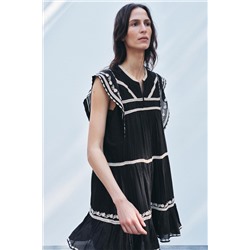 ZW COLLECTION CONTRAST EMBROIDERY DRESS