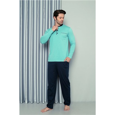 AHENGİM Man Erkek Pijama Takımı Uzun Kol Süprem Cep Parçalı Pamuklu Mevsimlik M58142264 1-2-10001207
