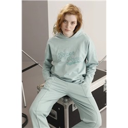 Siyah İnci Yeşil Cepli Kapişonlu Eşofman-sweatshirt Takım 22278532