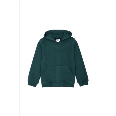 Erkek Çocuk Koyu Yeşil Basic Sweatshirt