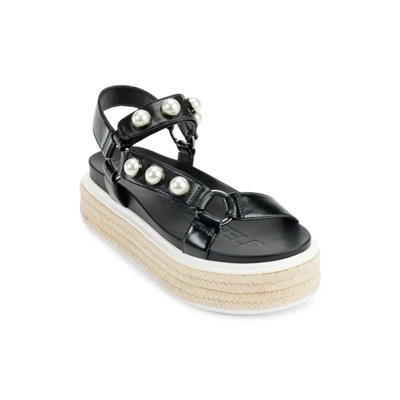 KARL LAGERFELD PARIS Patzi Embellished Leather Espadrille Sandals