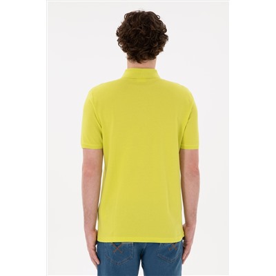 Erkek Regular Fit Polo Yaka Fıstık Yeşili Basic Tişört