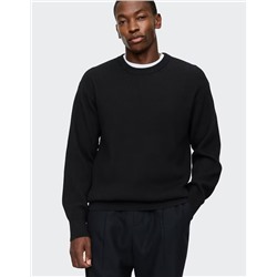 Oversized Fisherman-Stitch Crewneck Sweater