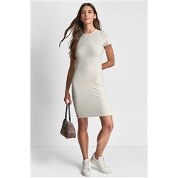LOGO JACQUARD CREW NECK DRESS