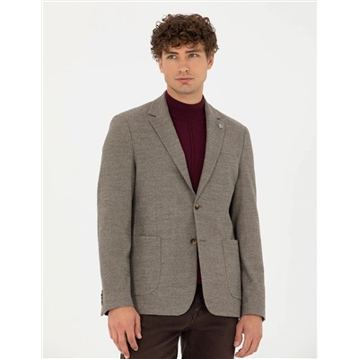 Bej Slim Fit Ceket