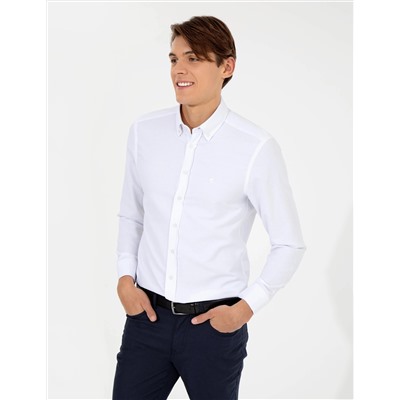 Beyaz Slim Fit Oxford Gömlek