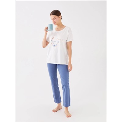 LC Waikiki Bisiklet Yaka Baskılı Kısa Kollu Kadın Pijama Takımı, LCW DREAM                                            
                                            Bisiklet Yaka Baskılı Kısa Kollu Kadın Pijama Takımı