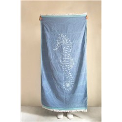 İrya, Mavi Seahorse %100 Pamuk Peştemal Mavi 90x170