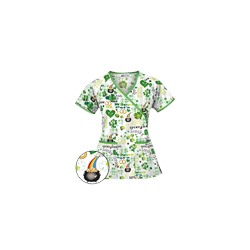 UA Lucky Charm White Mock Wrap Scrub Top