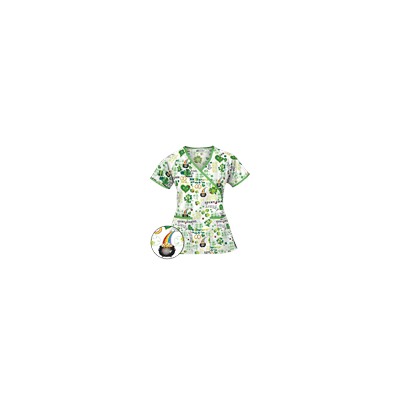 UA Lucky Charm White Mock Wrap Scrub Top