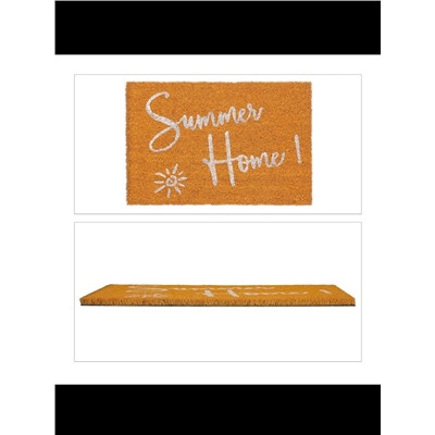 Kokos-Fußmatte "Summer Home" in Orange/ Weiß - (B)60 x (T)40 cm