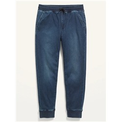 Rib-Knit-Waist Medium-Wash Jean Joggers for Boys