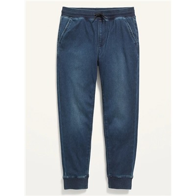 Rib-Knit-Waist Medium-Wash Jean Joggers for Boys