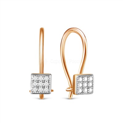 Серьги детские из золочёного серебра с фианитами 925 пробы п8-486-1з200