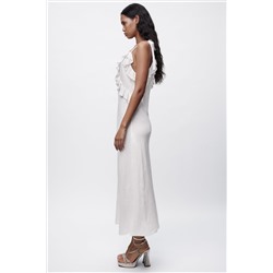 LINEN BLEND DRESS WITH RUFFLES