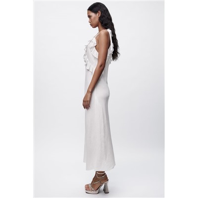 LINEN BLEND DRESS WITH RUFFLES