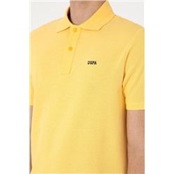 Erkek Regular Fit Polo Yaka Sarı Basic Tişört