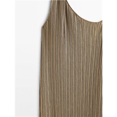 Vestido midi asimétrico plisado