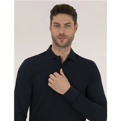 Lacivert Slim Fit Basic Sweatshirt