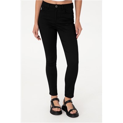 Kadın Siyah Kanvas Toothpick Fit Pantolon