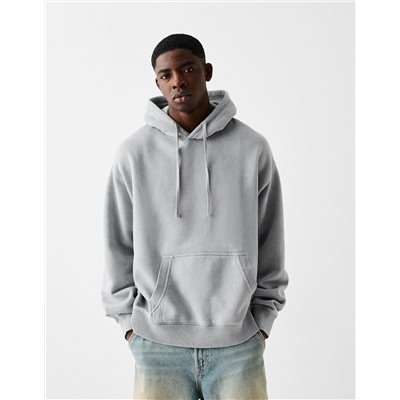 Faded-effect boxy fit hoodie