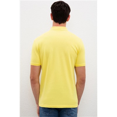 Erkek Sarı Basic Polo Yaka Tişört