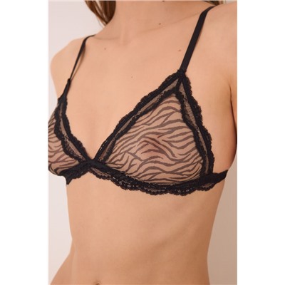 Sujetador triangular NATURAL print cebra negro