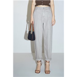 Vaquero mom fit de tiro alto Gris