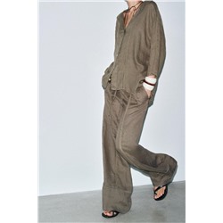ZW COLLECTION 100% LINEN PALAZZO TROUSERS