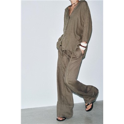 ZW COLLECTION 100% LINEN PALAZZO TROUSERS