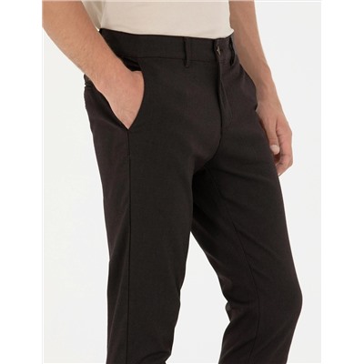 Koyu Kahverengi Slim Fit Kanvas Pantolon