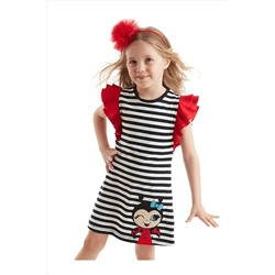 Denokids, Uğurlu Kız Çocuk Çizgili Fırfırlı Yazlık Elbise