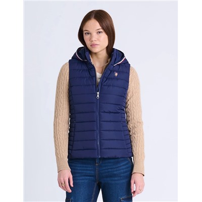 SIGNATURE STRIPE VEST WITH HOOD