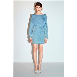 Vestido vaquero efecto doble prenda Azul claro