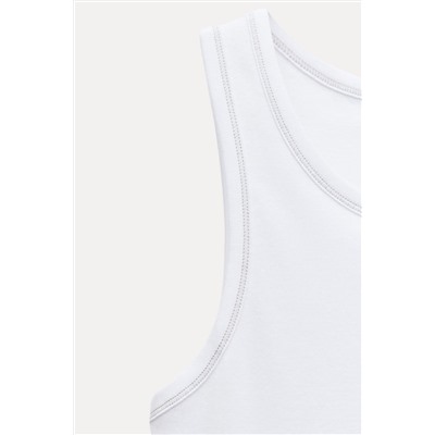 T-SHIRT WITH CONTRASTING RIBBED TRIMS