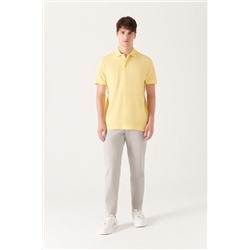 Sarı %100 Pamuk Serin Tutan Polo Yaka T-Shirt