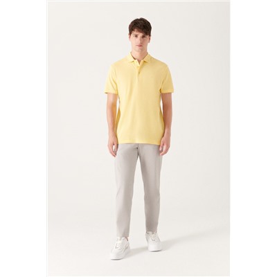 Sarı %100 Pamuk Serin Tutan Polo Yaka T-Shirt
