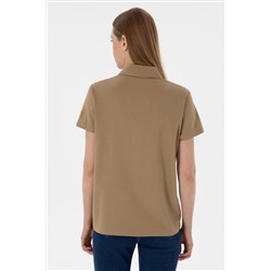 Kadın Haki Basic Polo Yaka Tişört