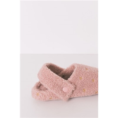 Zapatillas casa borreguito rosa brillo