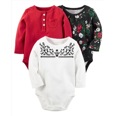 3-Pack Long-Sleeve Bodysuits