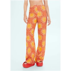 Pantalón wideleg lino estampado