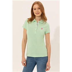 Kadın Mint Basic Polo Yaka Tişört