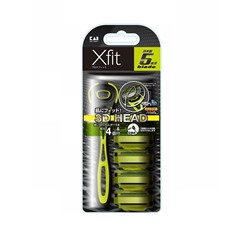 KAI Бритва безопасная мужская KAI Xfit 3D с HEAD 5 лезвиями 1шт+4 запасных лезвия