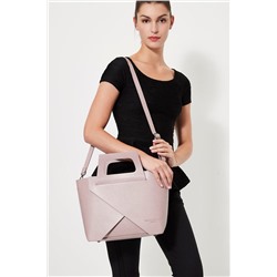 Bolso y neceser de piel granulada Rita Rosa pastel