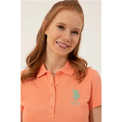 Kadın Somon Basic Polo Yaka Tişört
