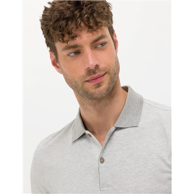 Açık Gri Melanj Slim Fit Polo Yaka Tişört
